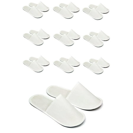 10 pairs White SPA Hotel Guest Slippers Disposable Non-woven Fabric